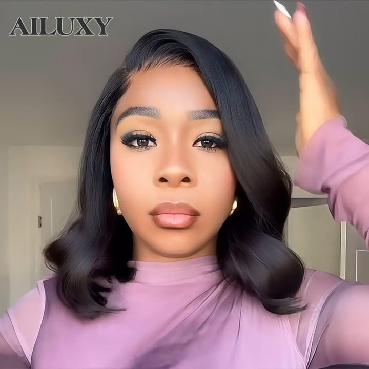 AILUXY 13x4 Lace Frontal Perruque Lisse Noir Perruque Longue et Dense : Cheveux Pleins de Vie