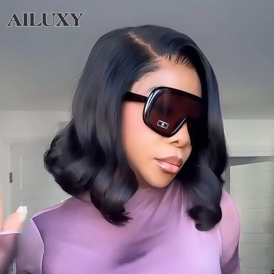 AILUXY 13x4 Lace Frontal Perruque Lisse Noir Perruque Longue et Dense : Cheveux Pleins de Vie