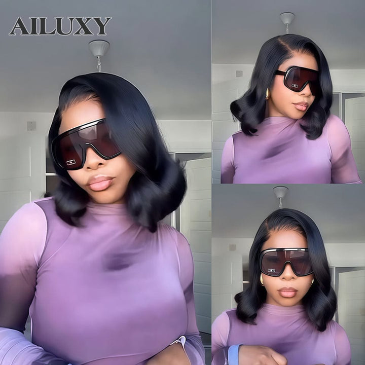 AILUXY 13x4 Lace Frontal Perruque Lisse Noir Perruque Longue et Dense : Cheveux Pleins de Vie