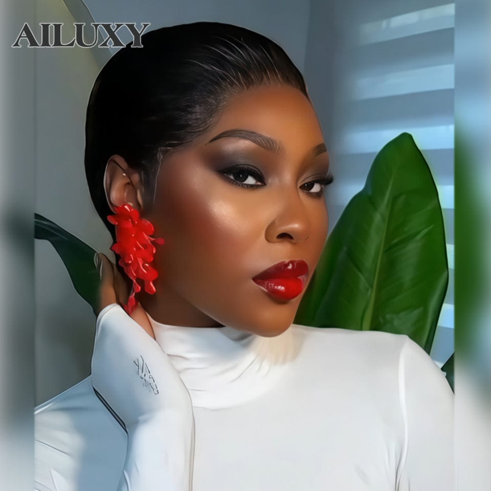 AILUXY 13x4 Lace Frontal Perruque Lisse Noir Perruque Pixie Frisée : Audace et Charme en un Clin d'Œil