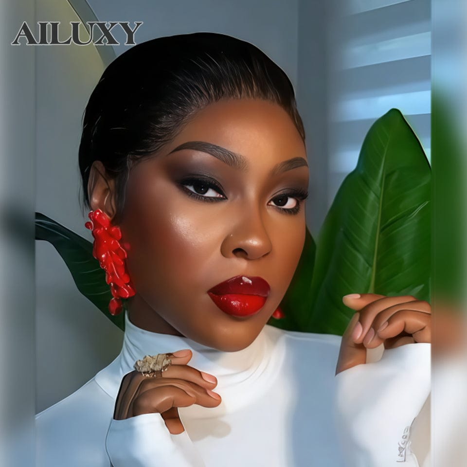 AILUXY 13x4 Lace Frontal Perruque Lisse Noir Perruque Pixie Frisée : Audace et Charme en un Clin d'Œil