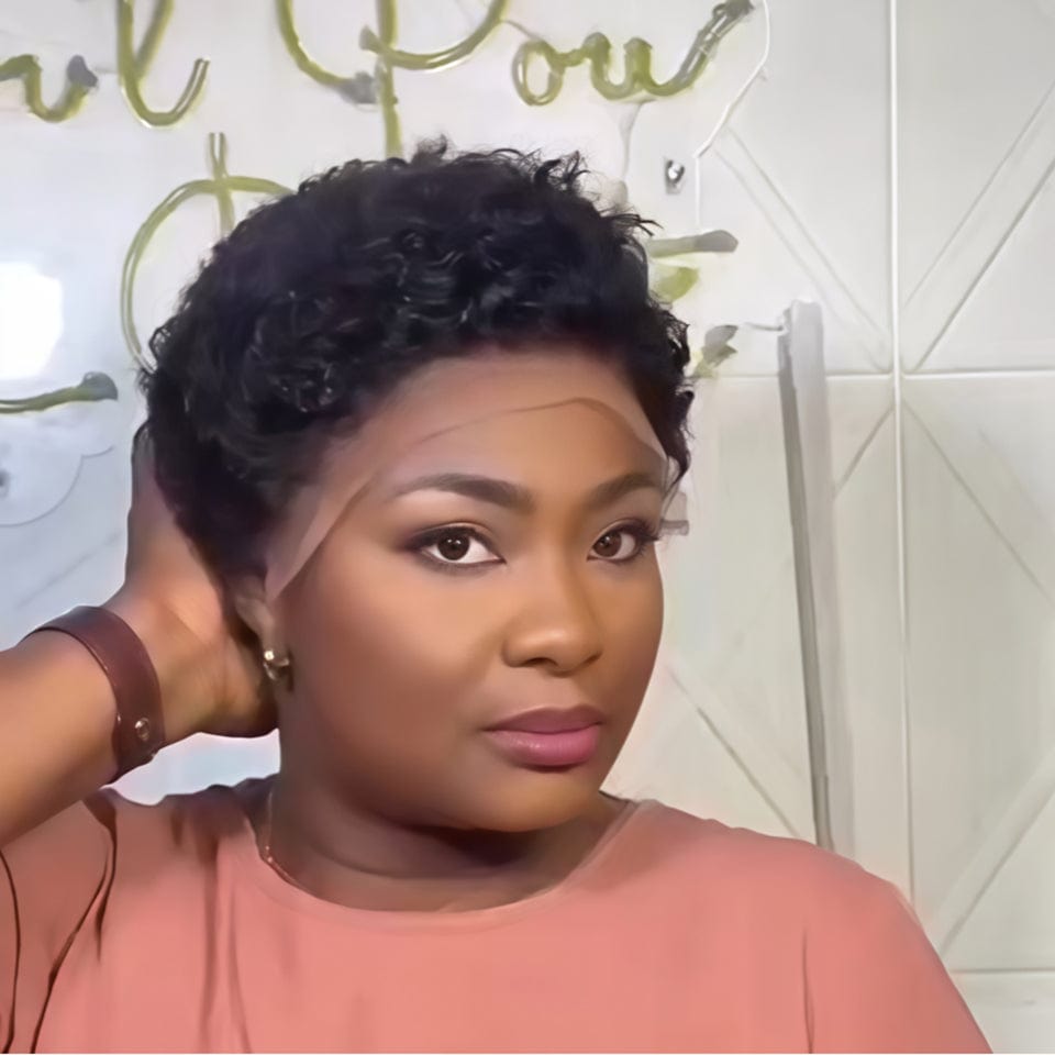 AILUXY 13x4 Lace Bob Noir Perruque afro curly 2.0
