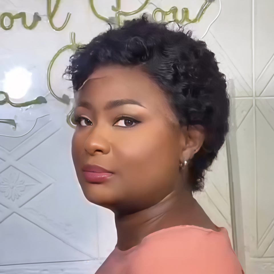 AILUXY 13x4 Lace Bob Noir Perruque afro curly 2.0