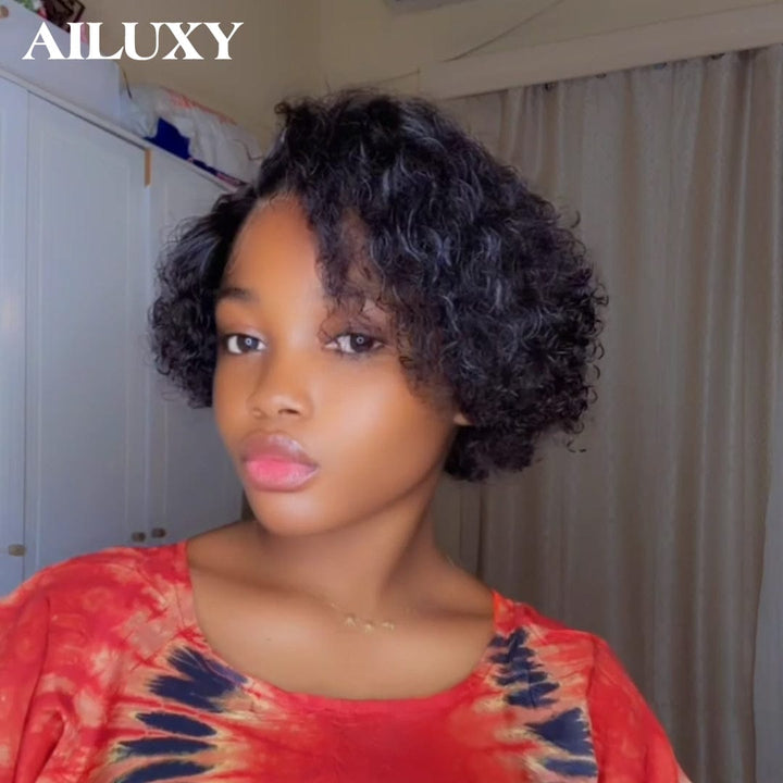 AILUXY 13x4 Lace Frontal Perruque Légère pour Été Respirable et Stylish curly en 100% Cheveux Humains