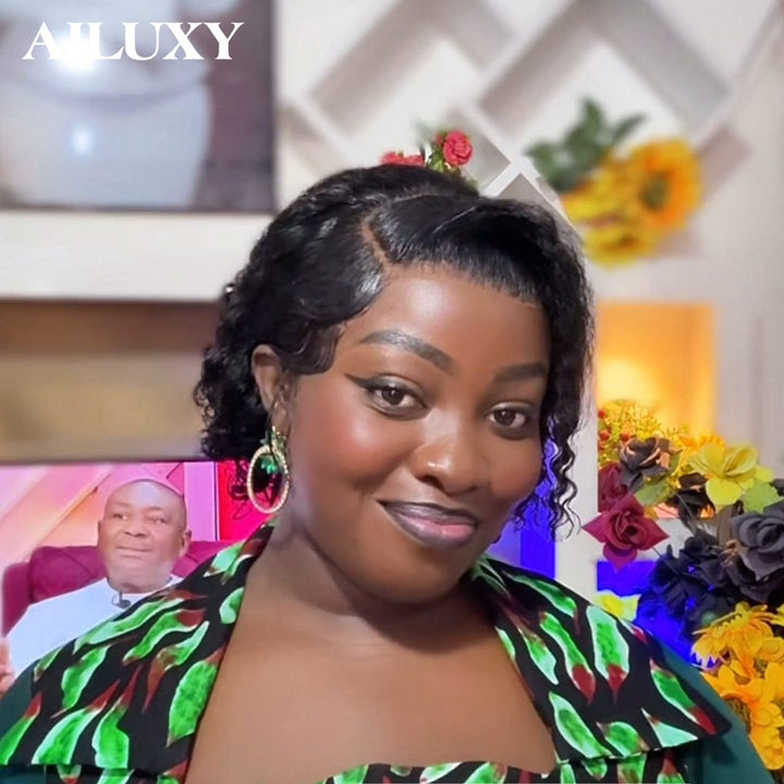 AILUXY 13x4 Lace Frontal Perruque Curly - Légère pour Été, Respirable et Stylish | 100% Cheveux Humains