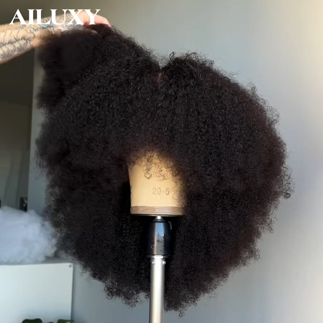 AILUXY Perruque Bob Avec Frange Afro Curly Sans Colle Perruque Naturelle Style