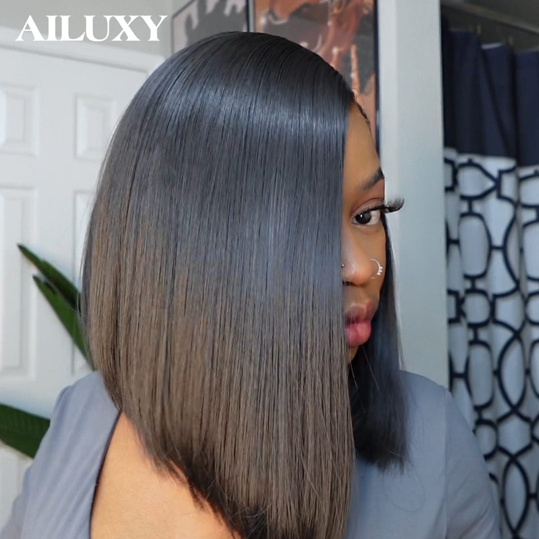 AILUXY Perruque bob dentelle 13x4, lisse et au style unique
