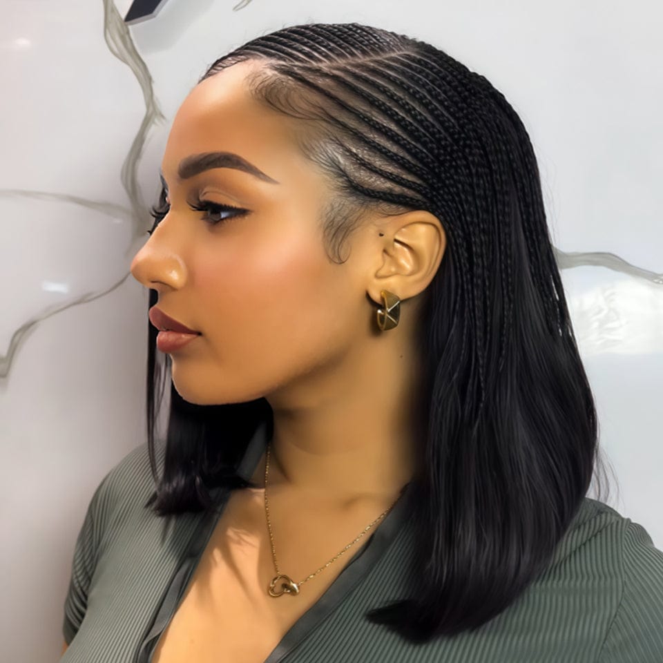 AILUXY 100% identique Tressée perruque Légères lace 13x4 bob lisse 5.0