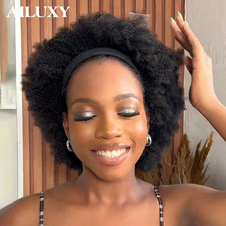 AILUXY Perruque Bandeau Afro Curly 100% Cheveux Humains | Identique à la photo