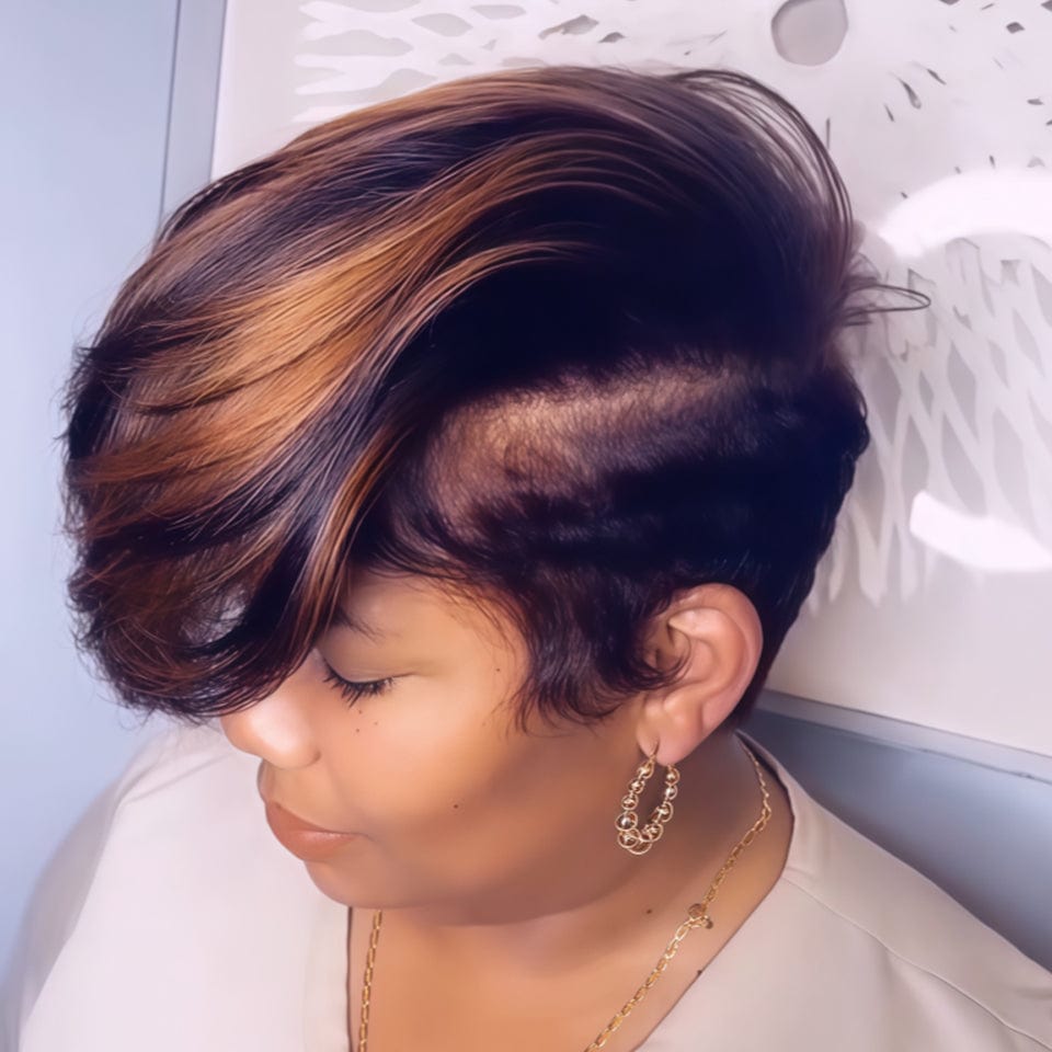 AILUXY Perruque personnalisée avancée Pixie 13x4 lace frontal L'Ombré Parfait 100%identique à la vidéo