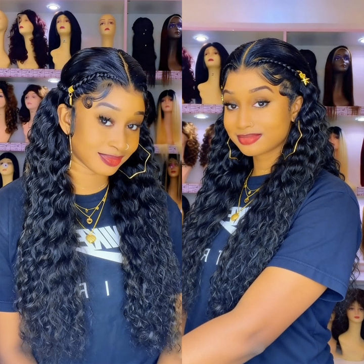 AILUXY Perruque Curly 13x4 Lace Frontal Cheveux 100% Naturels, Rendement Identique à la Photo