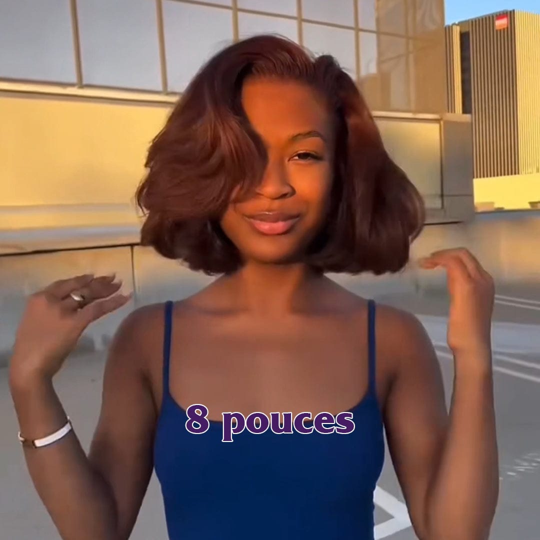 AILUXY Perruque Lisse Dentelle 13x4  Frontale 33# brun miel - Design de Coiffure - 100% Cheveux Humains