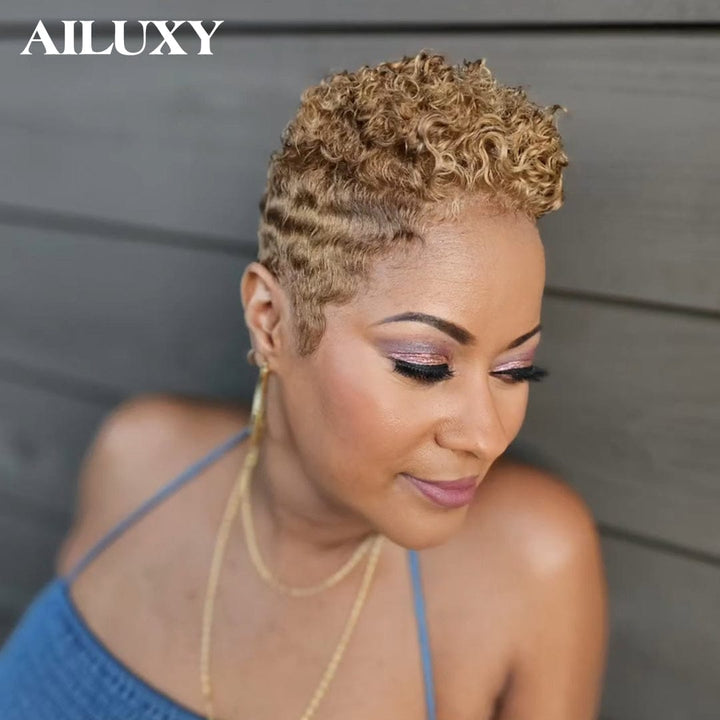 AILUXY Perruque full lace Pixie 100% Cheveux Humains Naturels, Identique à l'image 3.0