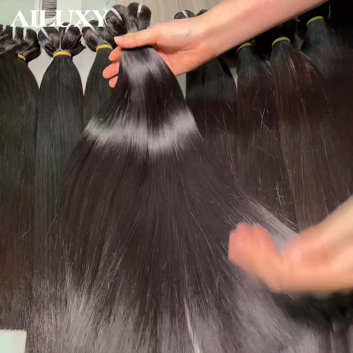AILUXY Extension de cheveux vietnamiens vierges - Texture lisse et brillante pour un look naturel