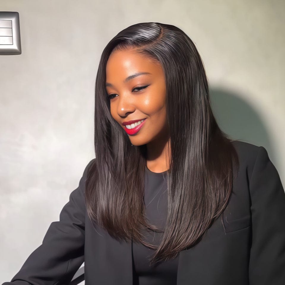 AILUXY 13x4 Lace Frontal Perruque Lisse Noir Perruque Légère pour Été : Respirable et Stylish