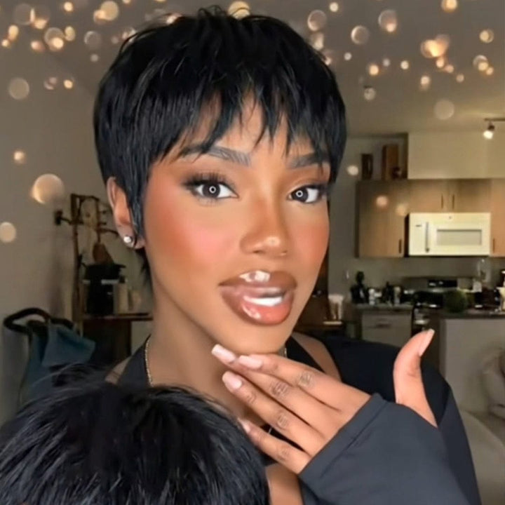 AILUXY Perruque Pixie Sans Colle – Modèle Style Tendance Printemps