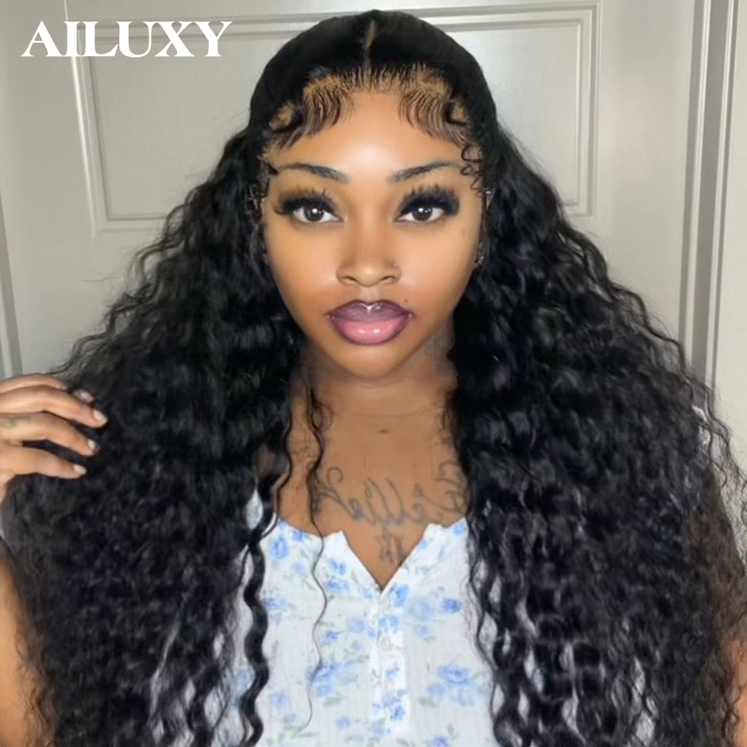 AILUXY Perruque Lace Front 13x4 Humaine Bouclée Profonde – Cheveux 100% Naturels pour un Look Glamour