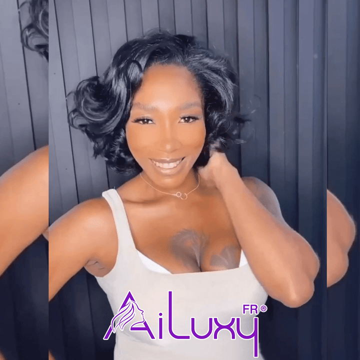 En france AILUXY 13x4 Lace Closure Perruque Catherine Wave Longue Couleur naturelle 100% cheveux humains 250% densité comme sur la vidéo 3 - 4 jours reçus+Un beau cadeau