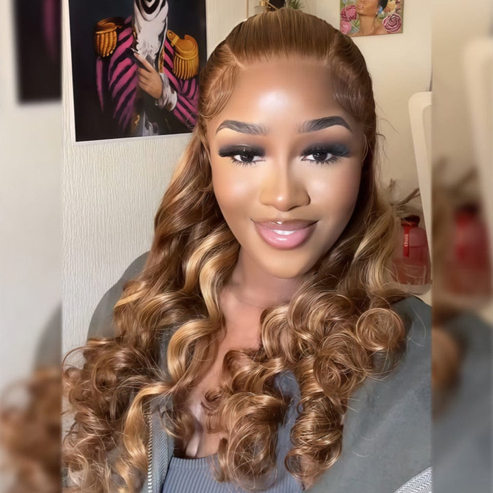 AILUXY Perruque Longue avec Ombrage Dimension Profonde et Richesse Body wave
