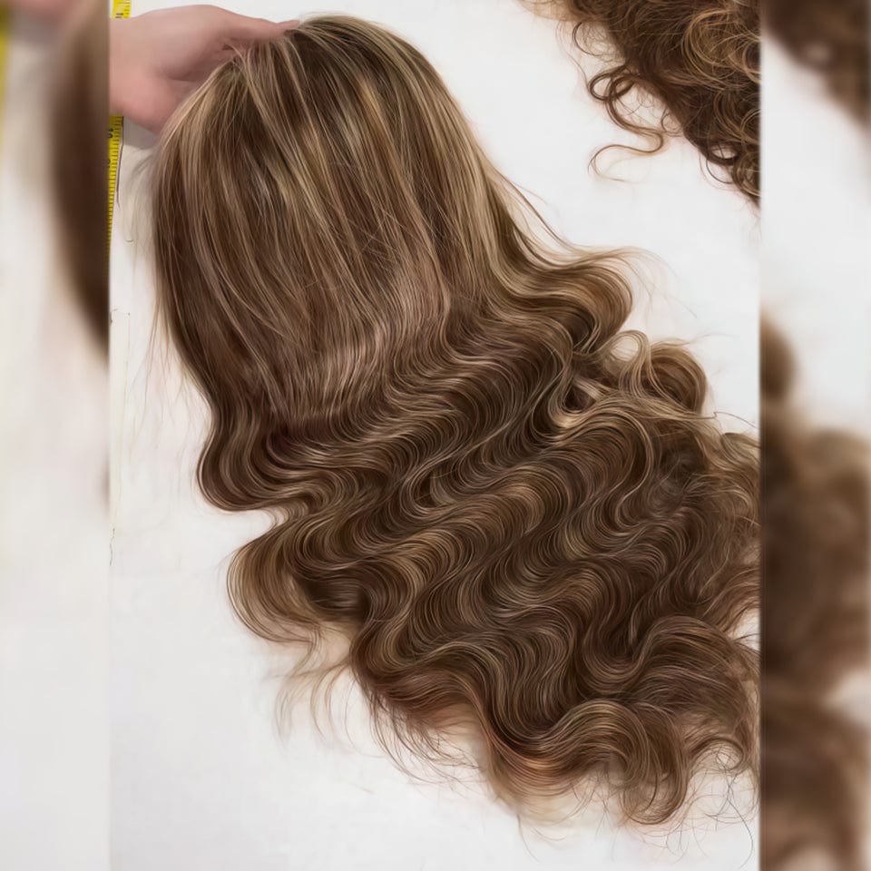 AILUXY Perruque Longue avec Ombrage Dimension Profonde et Richesse Body wave