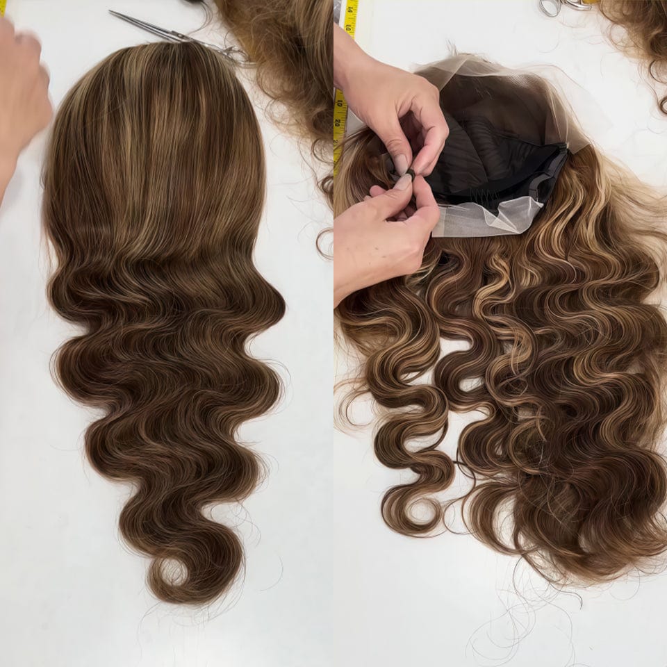 AILUXY Perruque Longue avec Ombrage Dimension Profonde et Richesse Body wave