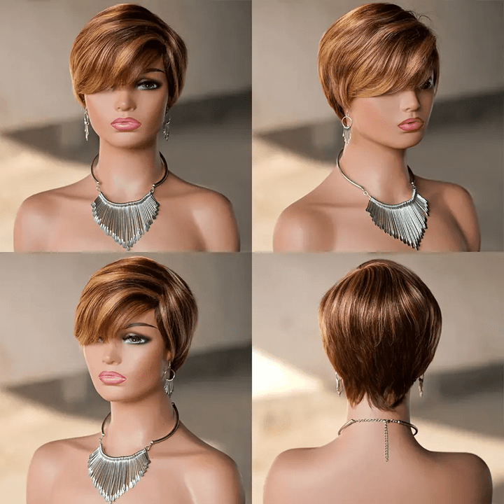 AILUXY Lisse DODO Courte Perruque 100% Cheveux Humains identique à l'image Je voudrais