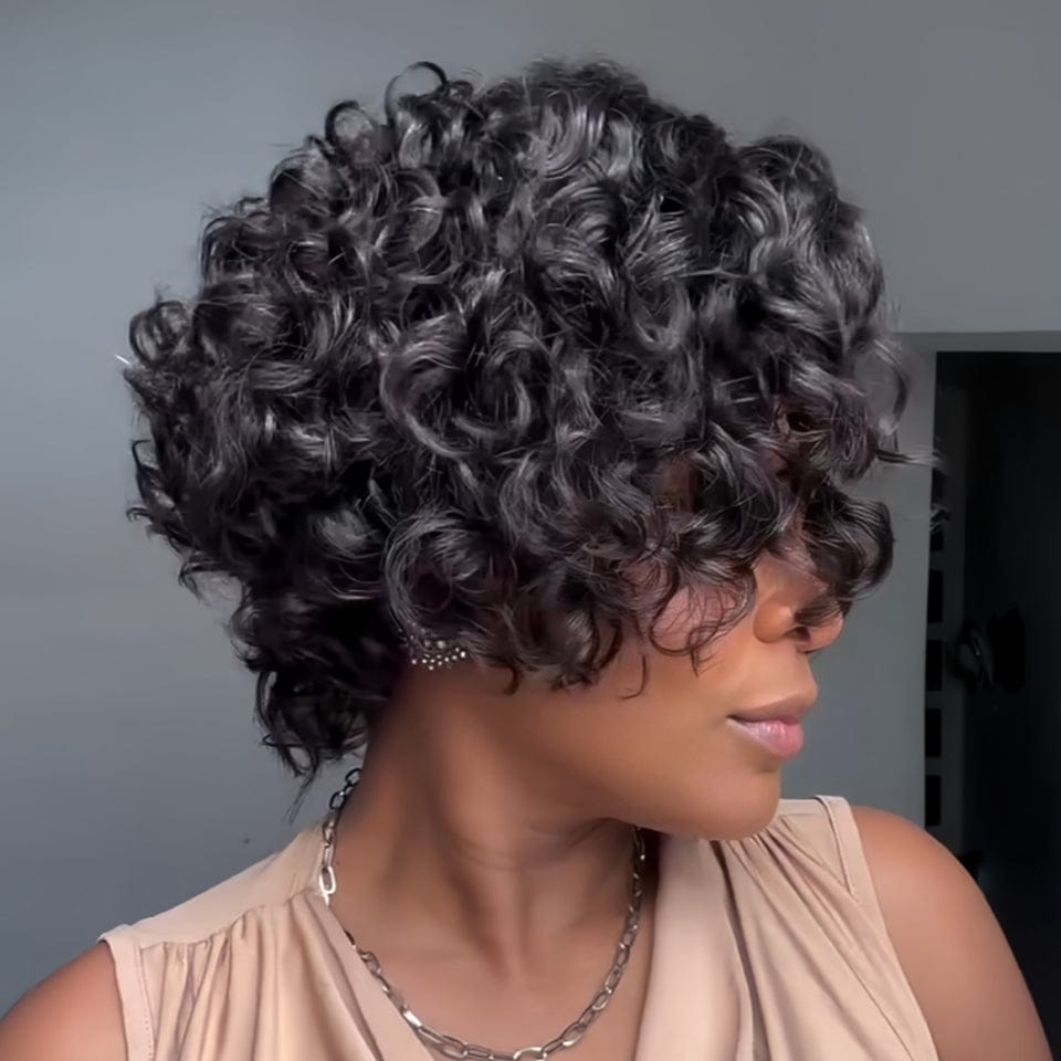 AILUXY Perruque Volume et glamour Perruque bouclé Noir