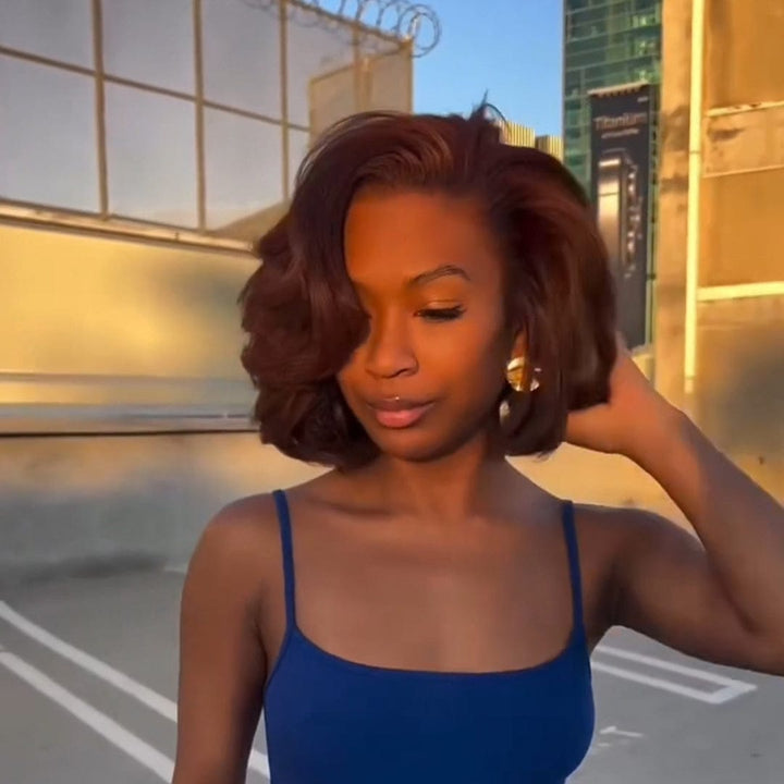 AILUXY Perruque Lisse Dentelle 13x4  Frontale 33# brun miel - Design de Coiffure - 100% Cheveux Humains