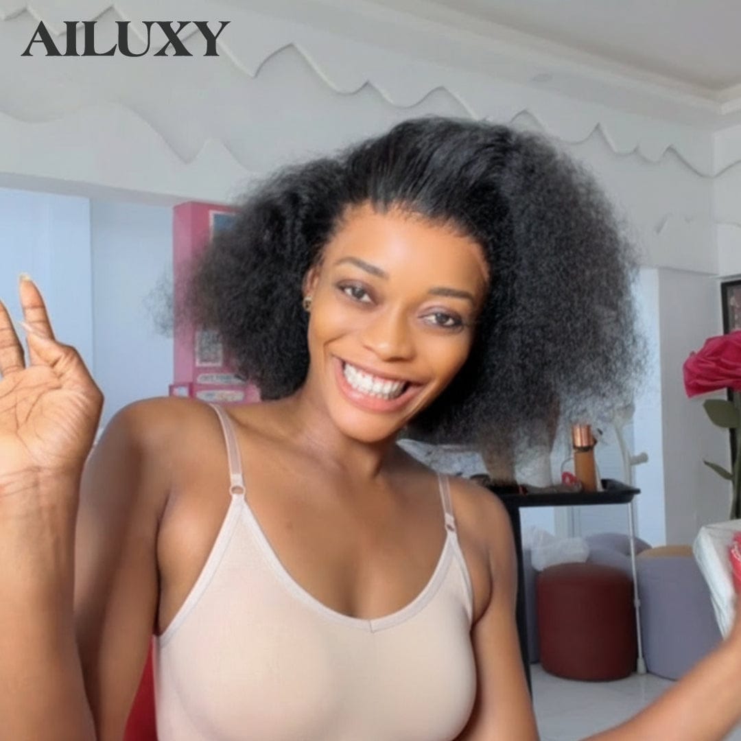 AILUXY 13x4 Lace Frontal Perruque Légère pour Été Respirable et Stylish-bouclée