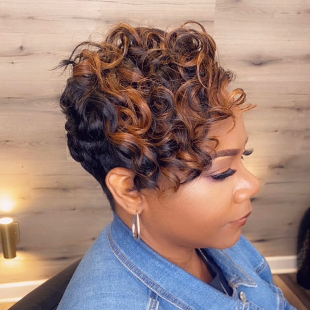 AILUXY Perruque Pixie 5x5 Lace Couleur Naturelle 100% Cheveux Humains Naturels, Identique à l’image, Design Exclusif