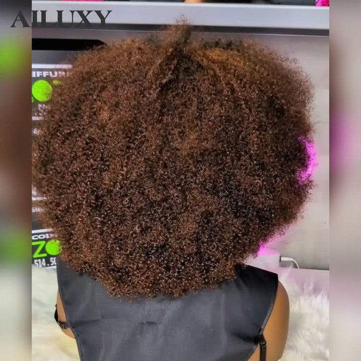 AILUXY Perruque afro Curly 300%dedensite 2x6 lace Design unique 100% Cheveux Humains
