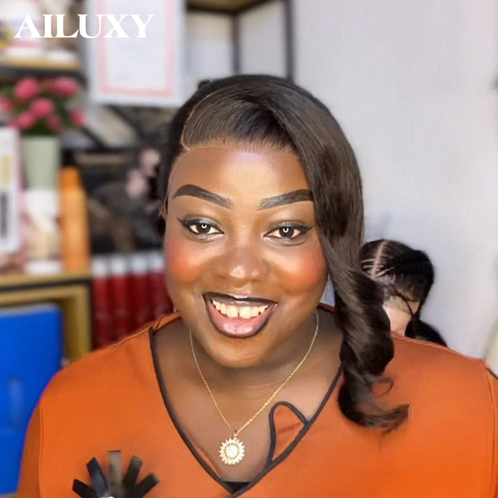 AILUXY 13x4 Lace Frontal Perruque de Mariage Parfaite | Noir Naturel, 100% Cheveux Humains