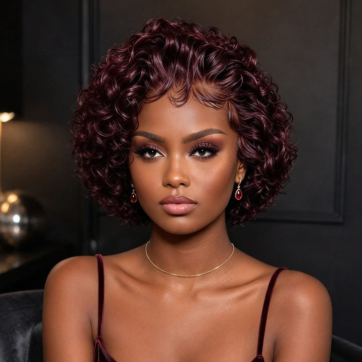 AILUXY 13X1 99J Lace Wig Elegant Small Curls