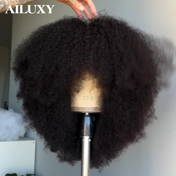 AILUXY Perruque Bob Avec Frange Afro Curly Sans Colle Perruque Naturelle Style