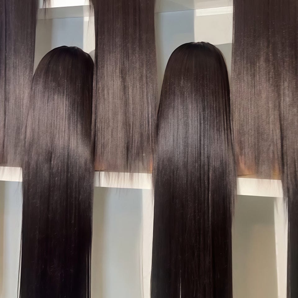 AILUXY 4x4 Lace closure Perruque Lisse Longue Noir 100% Cheveux Humains BLACK FRIDAY vente flash