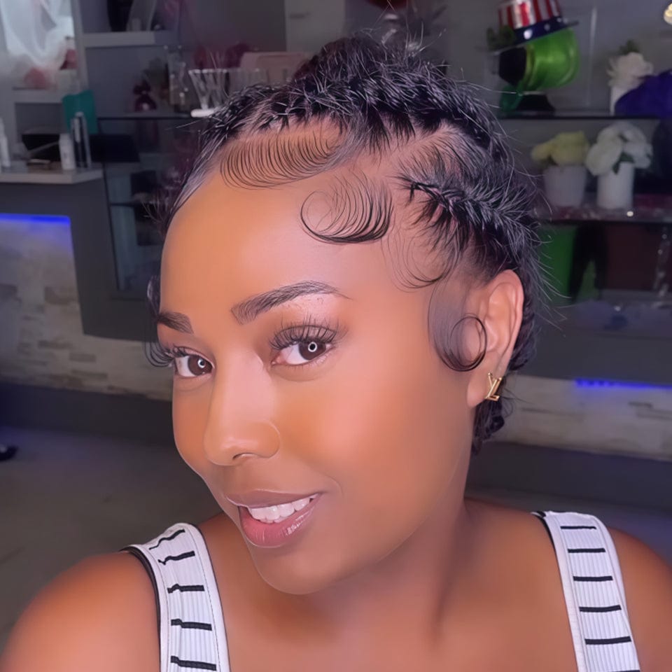 AILUXY Perruque braid cheveux full lace perruque identique à la vidéo