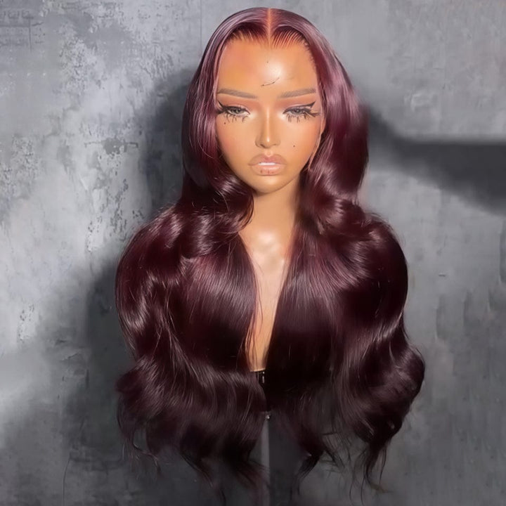 AILUXY 13x4 Lace Frontal 99J body wave  Perruque Court et Frisé Volume Maximum et Attitude