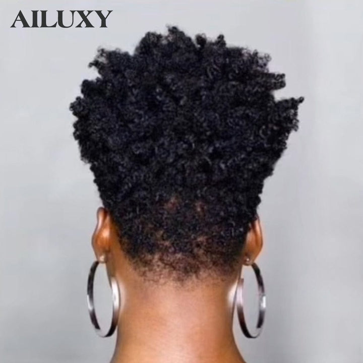 AILUXY Perruque Afro Curl Lace Sans Colle 100% Cheveux Humains
