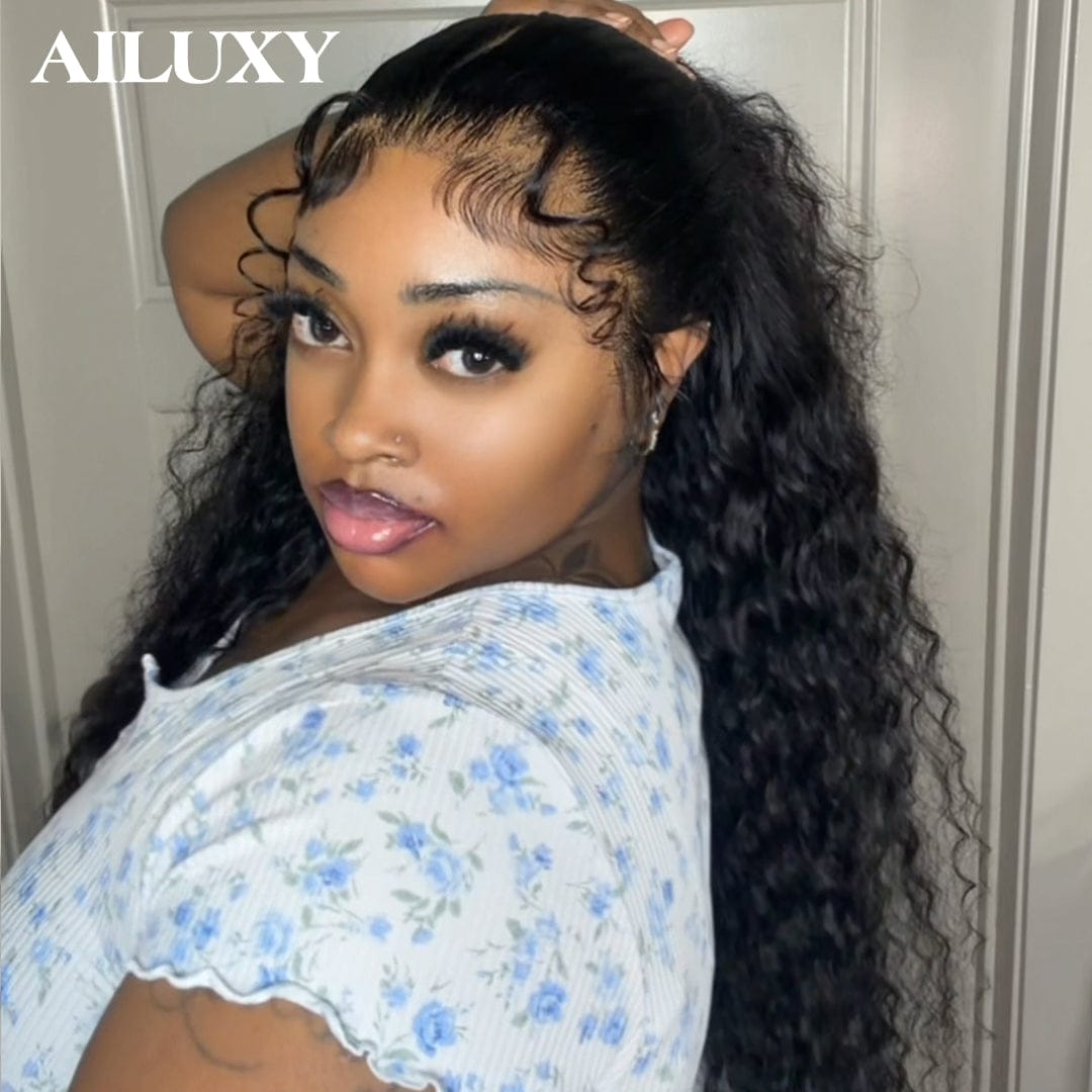 AILUXY Perruque Lace Front 13x4 Humaine Bouclée Profonde – Cheveux 100% Naturels pour un Look Glamour
