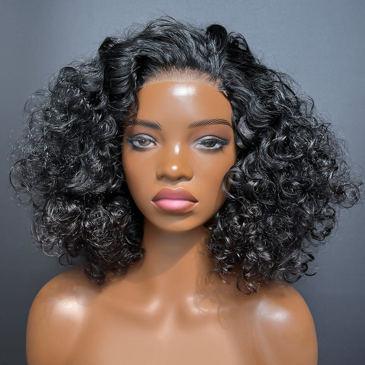 AILUXY  13x4 Lace Closure Perruque Bob Perruque Natural Wave Noir 100% Cheveux Humains