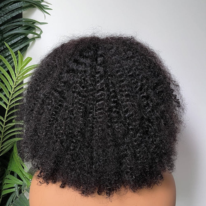 AILUXY 13x4 Lace Perruque Bouclée Bob Noir Perruque 200% densité 100% cheveux humains