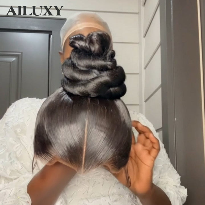 AILUXY 13x4 lace Perruque 100% humains couvre-chefs