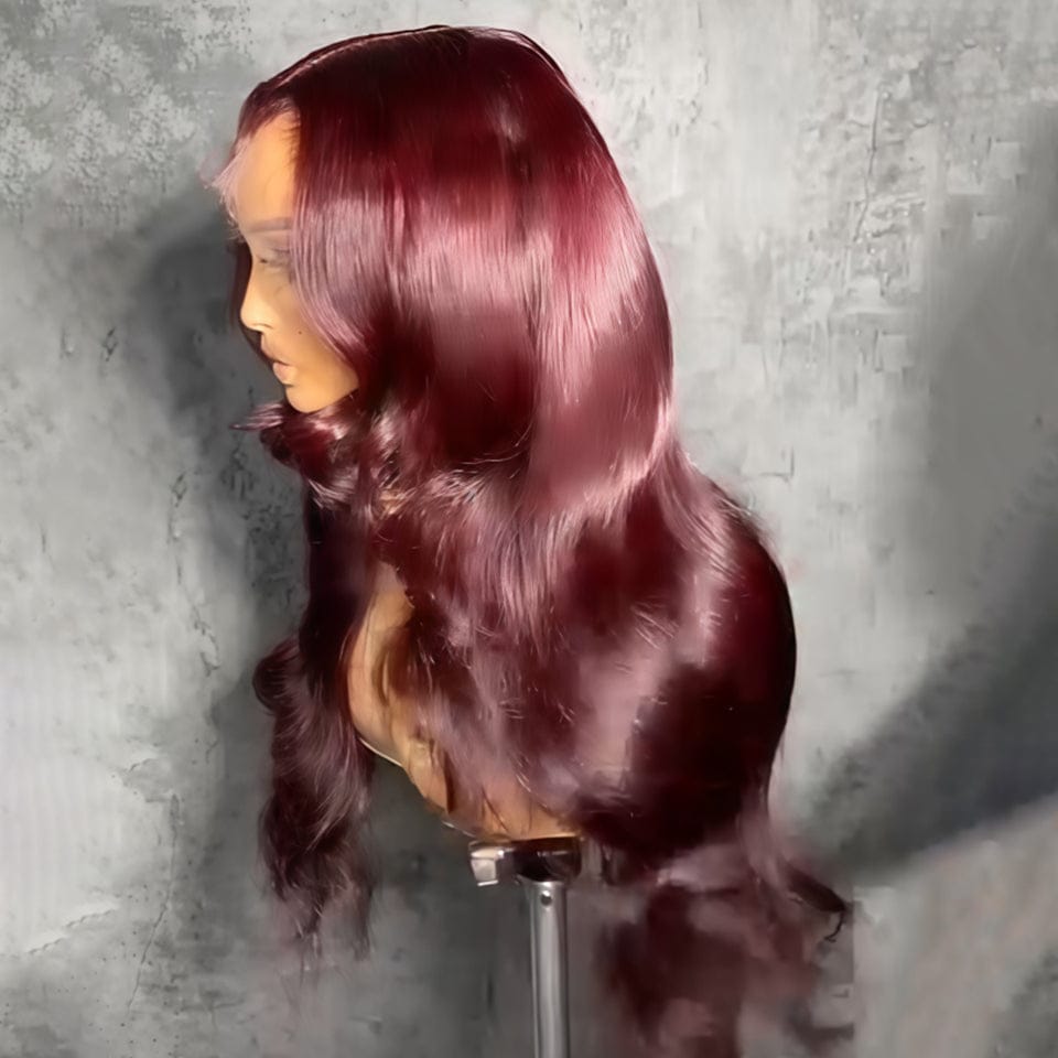 AILUXY 13x4 Lace Frontal 99J body wave  Perruque Court et Frisé Volume Maximum et Attitude