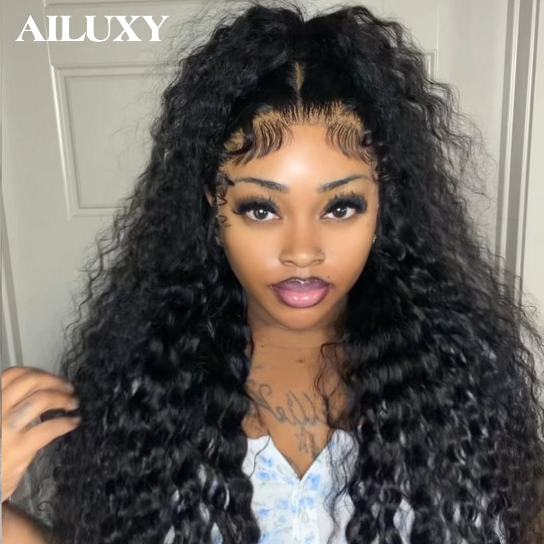 AILUXY Perruque Lace Front 13x4 Humaine Bouclée Profonde – Cheveux 100% Naturels pour un Look Glamour