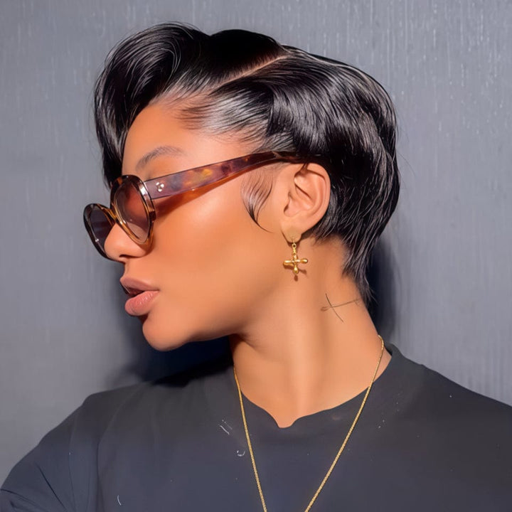 AILUXY Perruque Courte Lisse Style Unique frontal lace identique à la vidéo