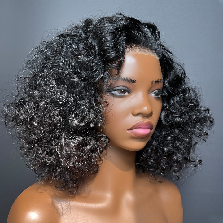 AILUXY  13x4 Lace Closure Perruque Bob Perruque Natural Wave Noir 100% Cheveux Humains