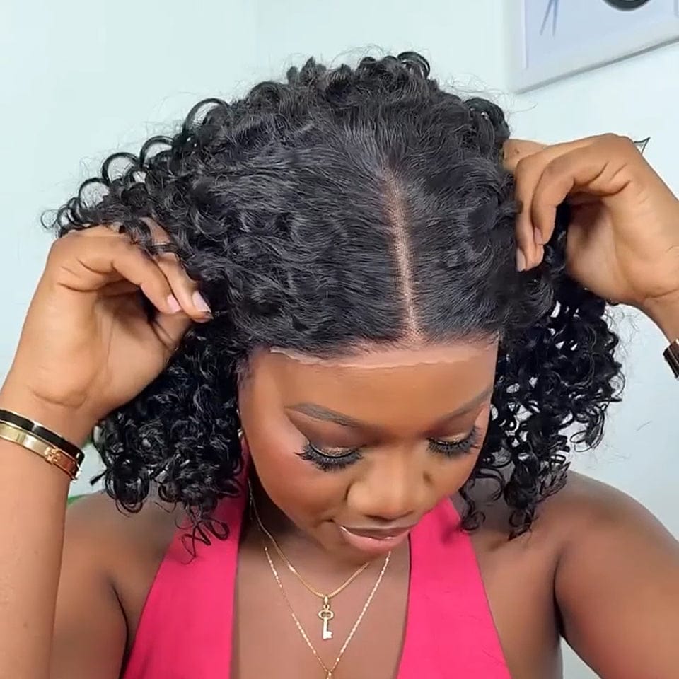AILUXY Petit volume Bob Perruque 4x4 lace perruque coupe lutin en été