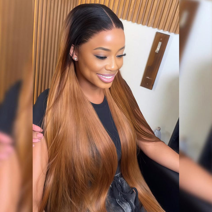 AILUXY 13x4 Lace Frontal 1bt27 lisse Perruque vietnamienne de haute qualité