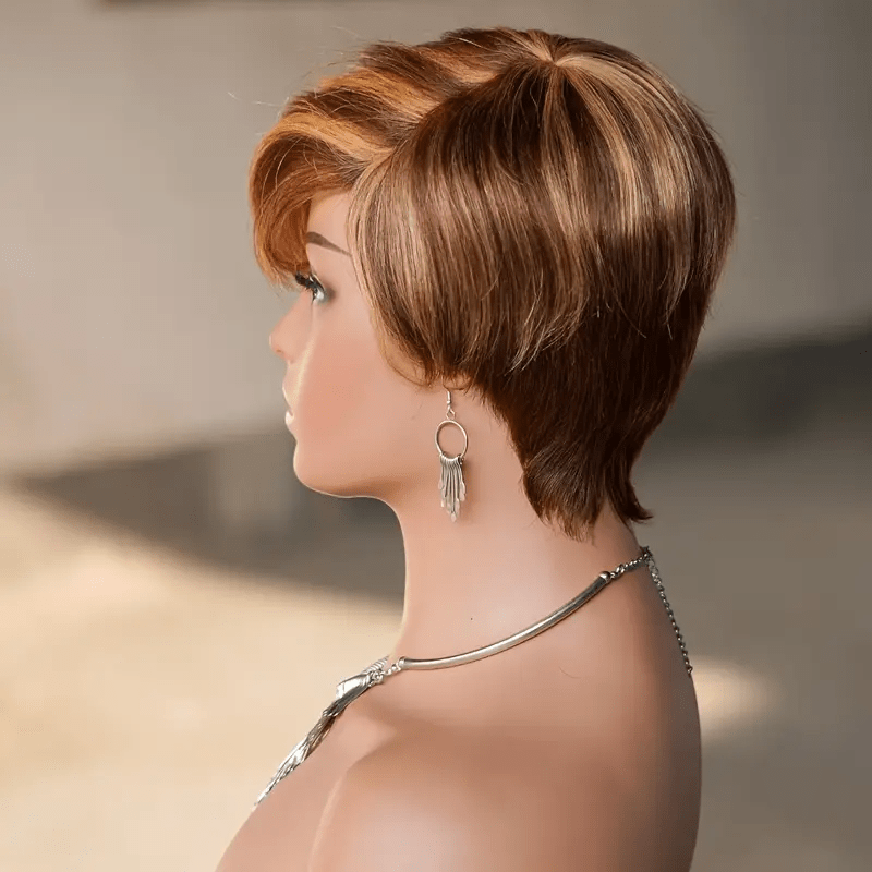 AILUXY Lisse DODO Courte Perruque 100% Cheveux Humains identique à l'image Je voudrais