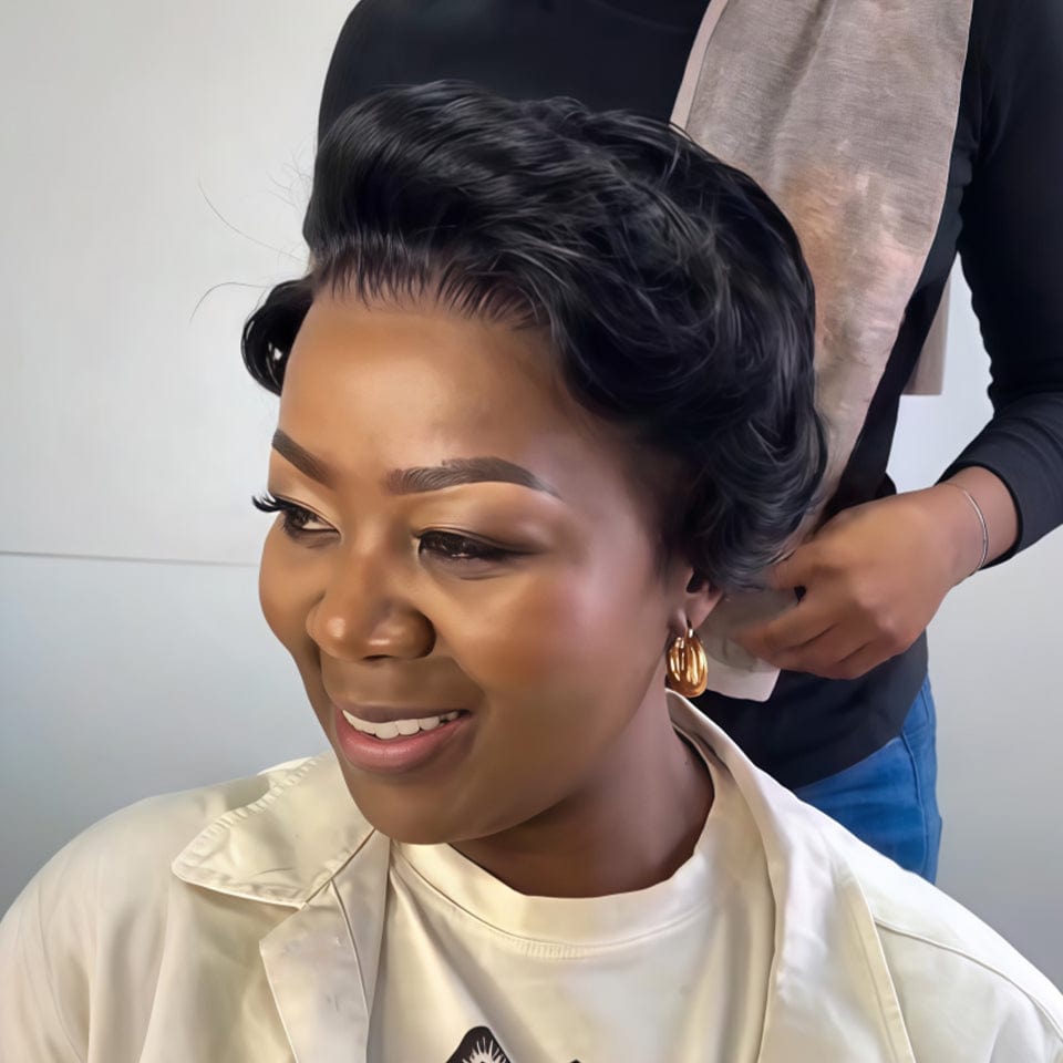 AILUXY Perruque Courte et Frisée Type 'Natural Hair' Texture Parfaite